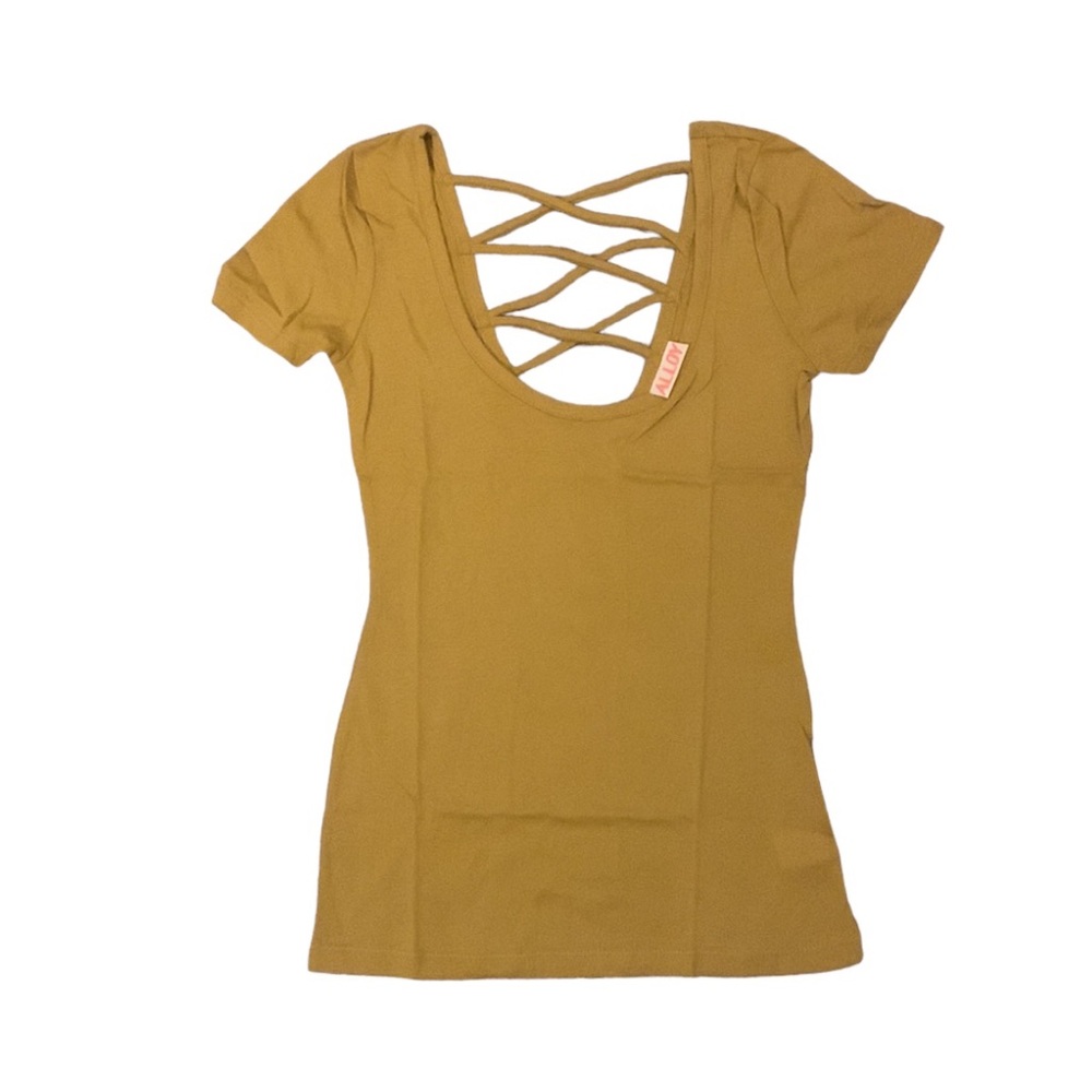 ALLOY Vintage Golden Lattice Back Shirt, size S